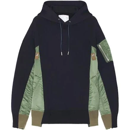 Sacai Sponge Sweat X Ma-1 Men Hoodie - Navy & Khaki