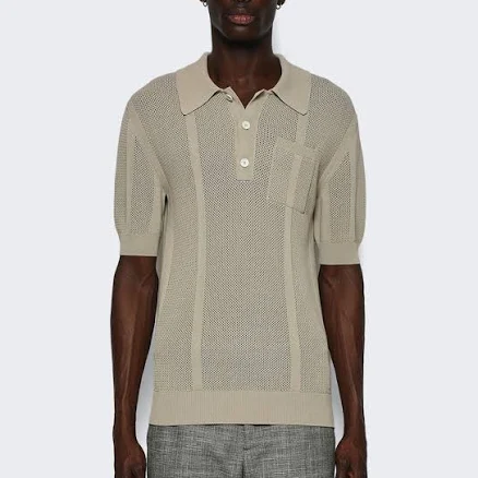 Lanvin Men's Openwork Knit Polo Shirt