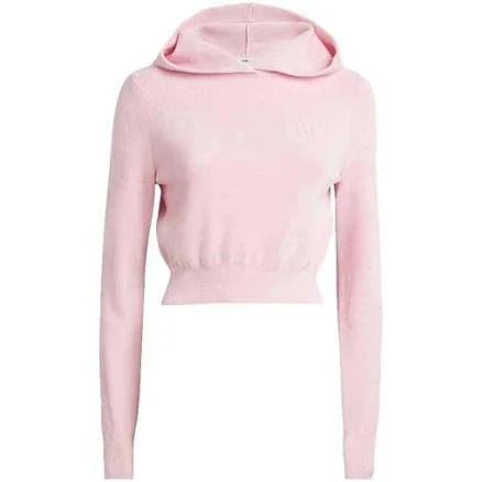 Alexander Wang Pink Viscose Logo Cropped Hoodie M Int'l