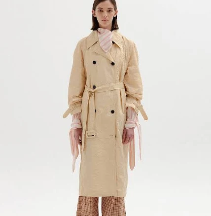 EENK SEDIA Crinkled Trench Coat (Beige) by W Concept