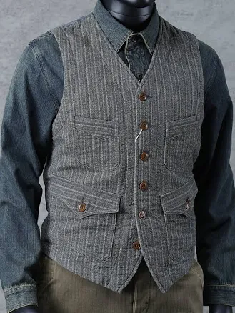 Men's Striped Jacquard V-Neck Vest