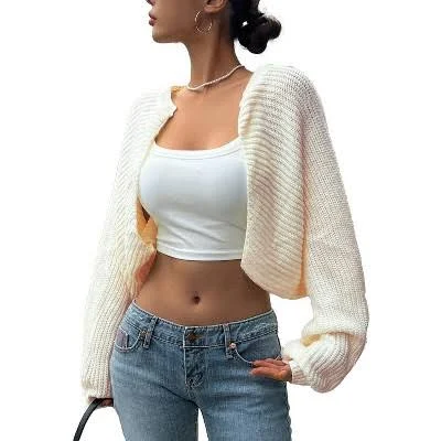 Women's Long Sleeve Knitted Cropped Cardigan