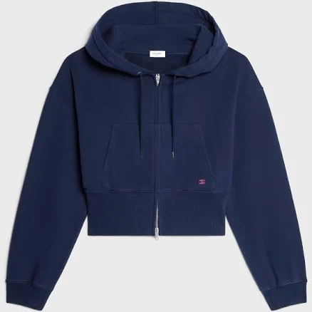 CELINE Women's Cropped Cotton Fleece Hoodie