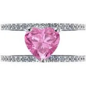 Pink Candy Heart Double Diamond Band Ring