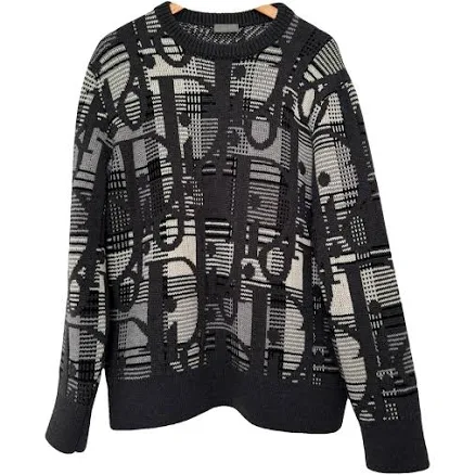 DIOR Men's Oblique Tartan Wool Jacquard Sweater