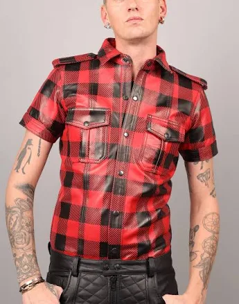 MR. Riegillio Men's Flannel Leather Shirt