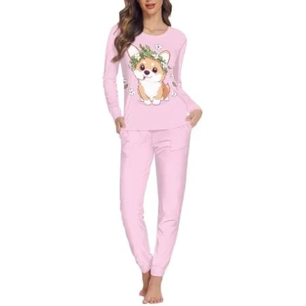 Women's Long Sleeve Corgi Pajama Set