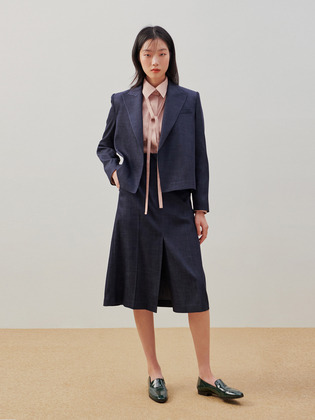 Lyocell Short Jacket Navy
