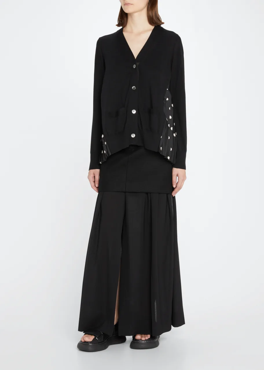 Polka-dot Pleated Cardigan