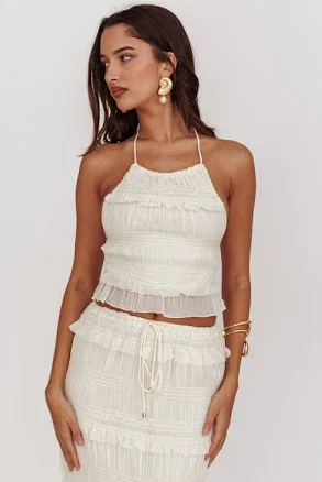 Helios Halterneck Shirred Sequin Top