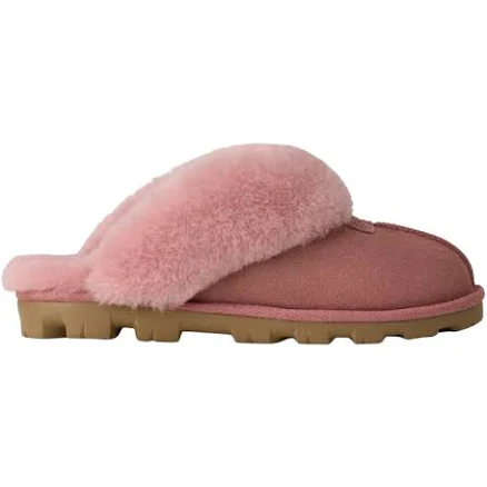 UGG Pink Dawn Coquette Clog Suede Slippers with Fur Trim
