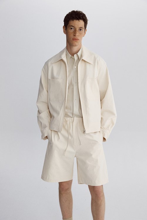 ZIPPED STITCH JACKET ALMOND MILK
