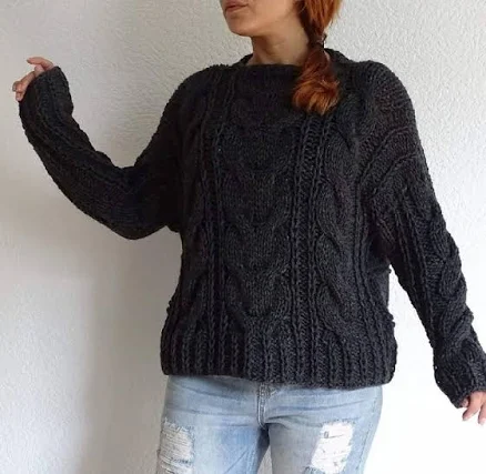 Alpaca Wool Cable Slouchy Oversized Sweater