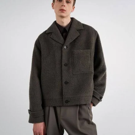 insilence ALPACA SPREAD COLLAR JACKET COCOA