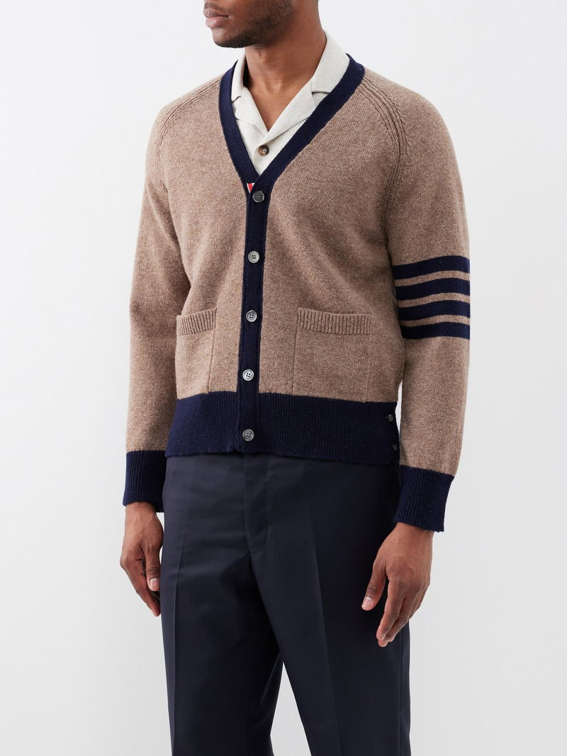 Four-bar Wool Cardigan