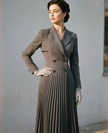 Retro Pleated Trench Coat Midi Outfit