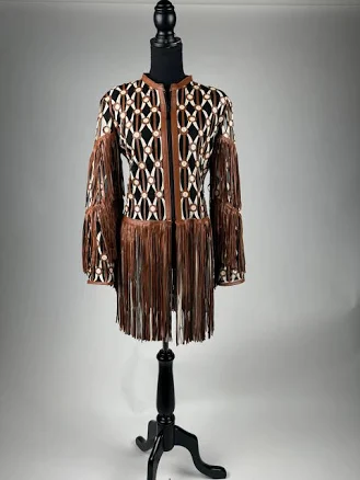 Geometric Fringe Jacket Copper/Black / L