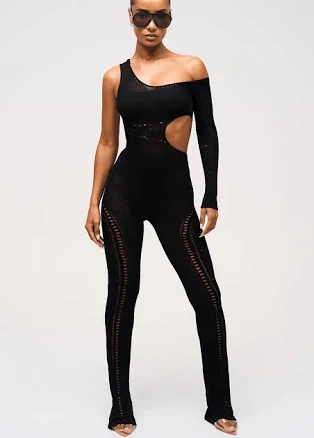 PANTHER CUT OUT KNITTED JUMPSUIT / US