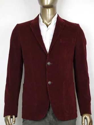 $2400 Gucci Mens Burgundy Corduroy Blazer Jacket Horsebit Lining