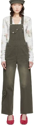 OPEN YY Brown Cargo Pocket Cotton Overalls - M = WAIST US 28