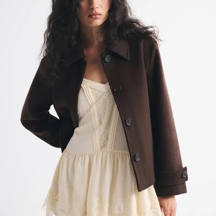 Abercrombie & Fitch Women's Wool-Blend Short Coat