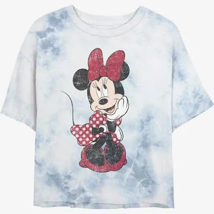 Disney Minnie Mouse Polka Dot Tie-Dye Girls Crop Graphic T-Shirt
