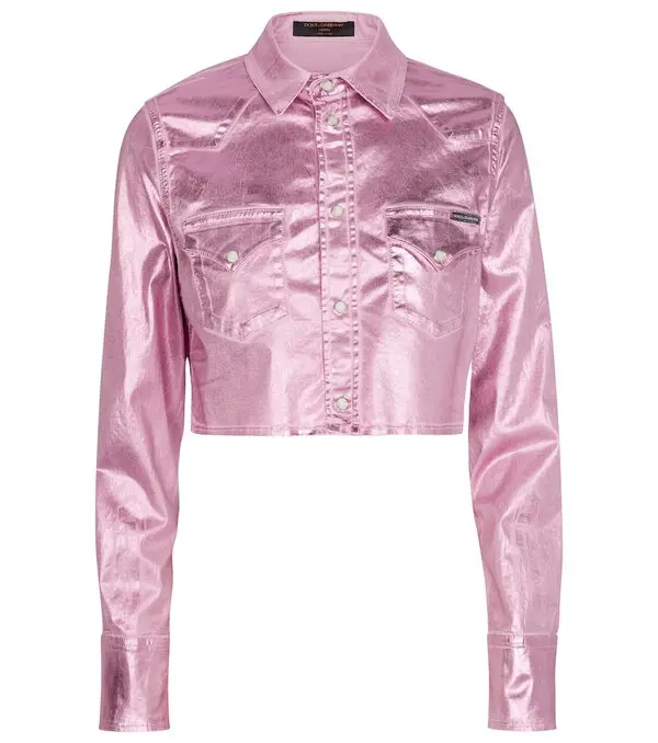 Cropped Laminated Shirt Jacket