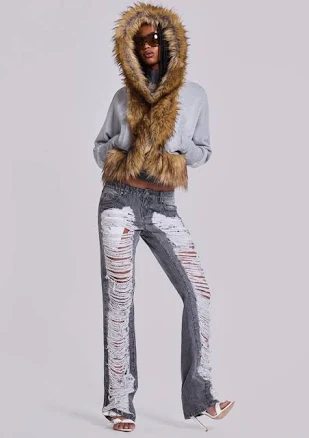 Jaded London Deda Fur Trim Hoodie