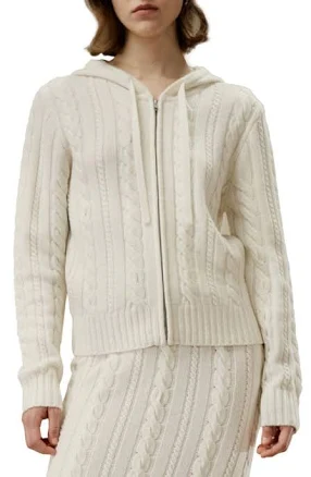 Lilysilk Women's Bela Cable-Knit Wool-Cashmere Blend Hoodie