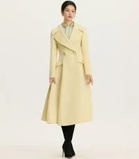 Cashmere Wool Wide Collar Flare Coat