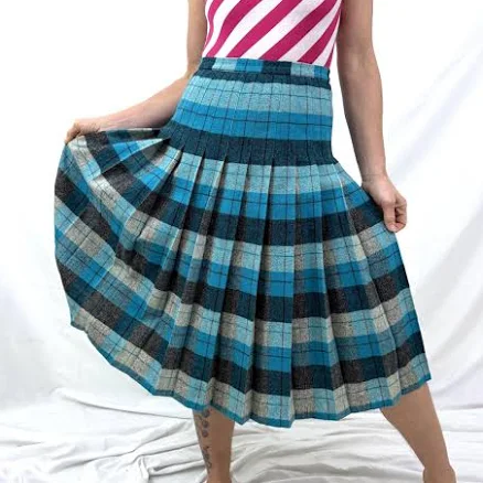 Vintage 1950s 60s Reversible Wool Pleated Skirt