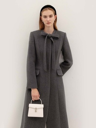Aveline Tie Detailed A-line Cashmere Blended Coat