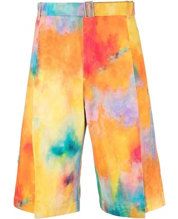 Études Tie-dye Print Pleated Shorts