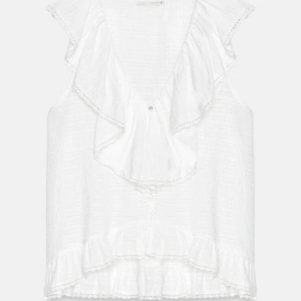 Zara Lace Trim Ruffled Blouse