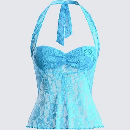 Lace Halter Top Sheer Corset