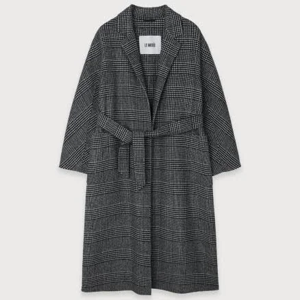 MUSEE MAGOT Reversible Merino Wool Handmade Coat_Black Check