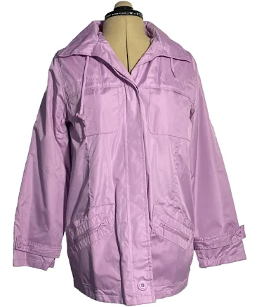 Magenta Water-Resistant WindBreaker w/ Removable Hood & 6 Pockets: Size S