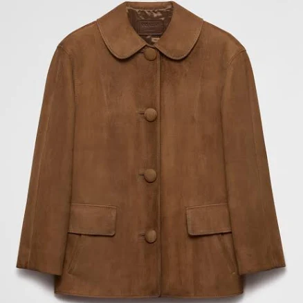 Prada Women's Round-Collar Suede Jacket