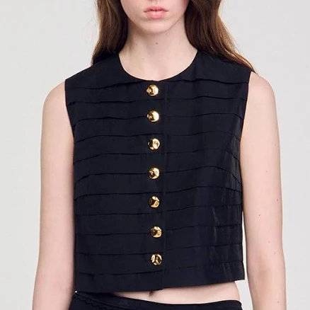 Sandro Women's Pleated Crop Top