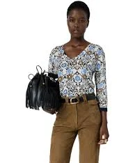 Liva V-Neck 3/4 Sleeve Knit Top