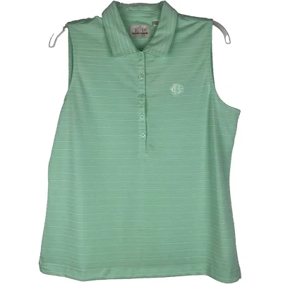 Ep Pro Tour Tech Sleeveless Polo Stretch Golf Mint Green White Stripe