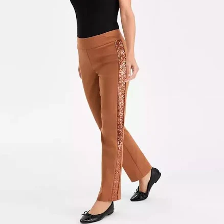 JM Collection Women's Side-Sequin Cambridge Pants