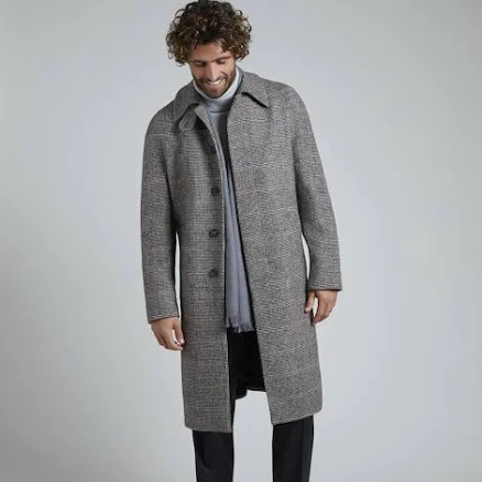 Wool Balmacaan Overcheck Overcoat