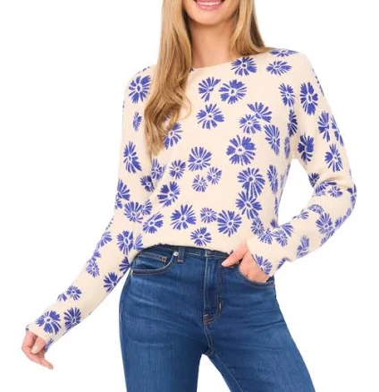 Cece Women's Flower Print Sweater
