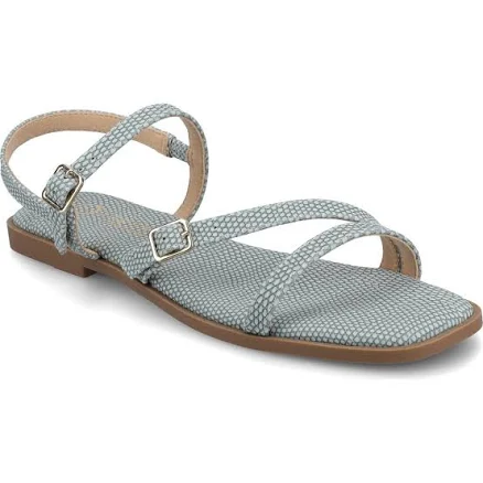Journee Brianna Snake Print Ankle Strap Sandals