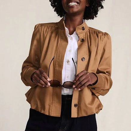 Lands' End Women's Drapey Twill Bubble Hem Jacket