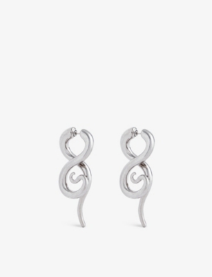 Boa abstract-design rhodium-plated copper earrings