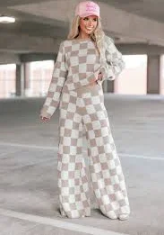Checkerboard Knit Sweater Set
