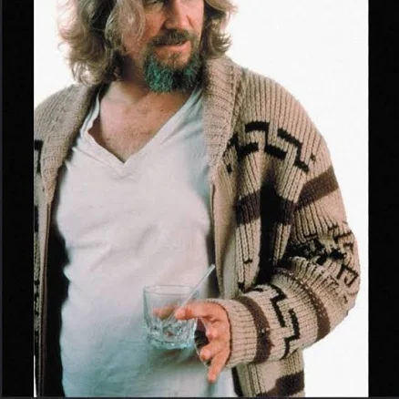 Big Lebowski Cowichan Hand Knit Wool Cardigan