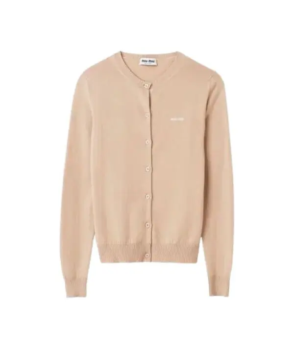 Logo Intarsia Fine Knit Cardigan